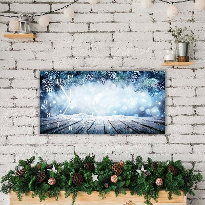 Relógio de parede Níveis-Árvore de Natal com neve no inverno