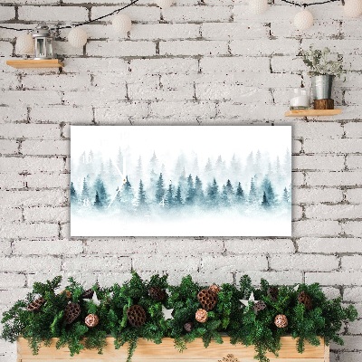 Relógio de parede Níveis-Árvores de Natal na floresta Feriados Neve