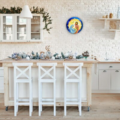 Relógio de parede Redondo-Natal Abstração Família Inverno