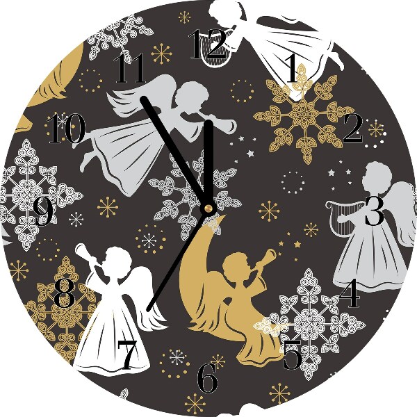 Relógio de parede Redondo-Flocos de neve anjos natal