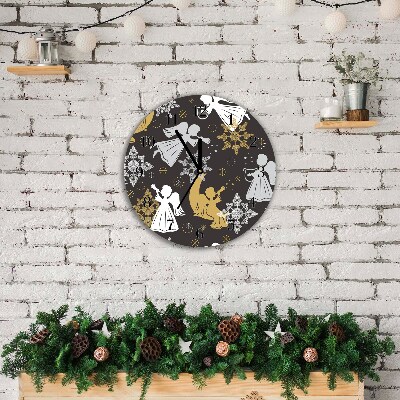 Relógio de parede Redondo-Flocos de neve anjos natal