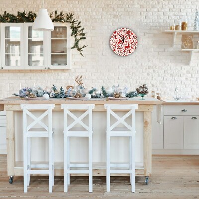 Relógio de parede Redondo-Decoração de Natal com Rena de Inverno