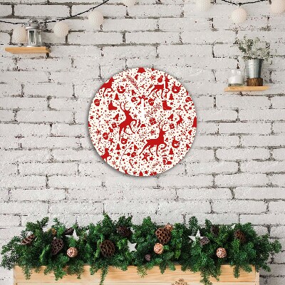 Relógio de parede Redondo-Decoração de Natal com Rena de Inverno