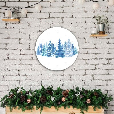 Relógio de parede Redondo-Árvores de Natal Neve Feriados Inverno
