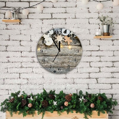 Relógio de parede Redondo-Árvore de Natal, presentes, decoração de feriados