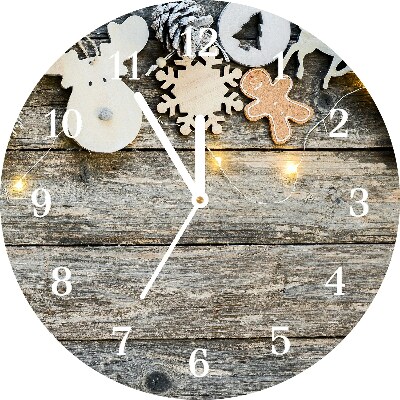 Relógio de parede Redondo-Árvore de Natal, presentes, decoração de feriados