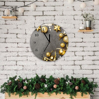 Relógio de parede Redondo-Enfeites de Natal com Estrelas Douradas