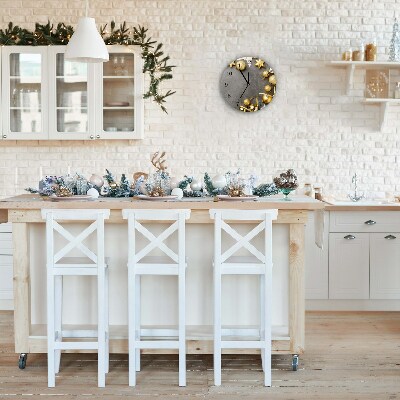 Relógio de parede Redondo-Enfeites de Natal com Estrelas Douradas