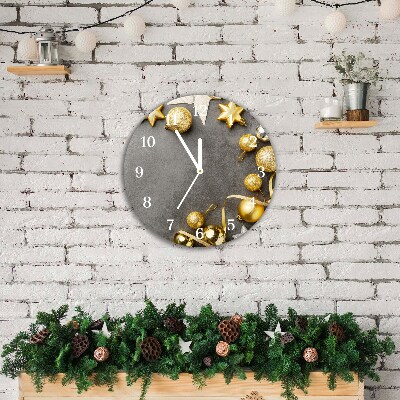 Relógio de parede Redondo-Enfeites de Natal com Estrelas Douradas