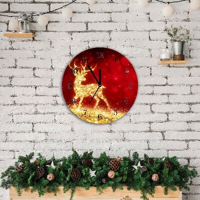 Relógio de parede Redondo-Decoração de Natal de rena dourada
