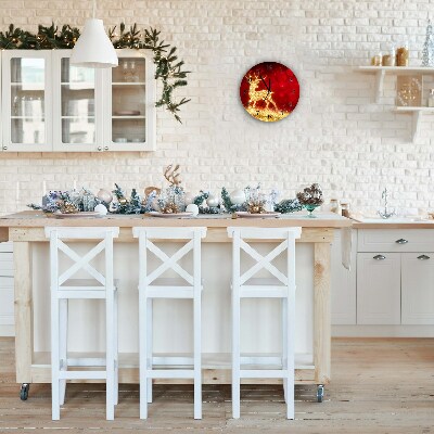 Relógio de parede Redondo-Decoração de Natal de rena dourada