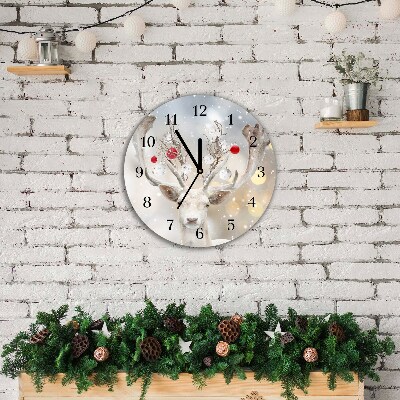 Relógio de parede Redondo-Bolas de Natal de rena branca