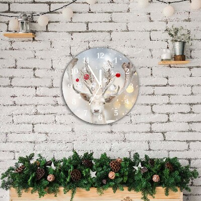 Relógio de parede Redondo-Bolas de Natal de rena branca