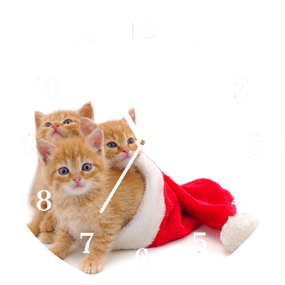 Relógio de parede Redondo-Gatos Natal Papai Noel