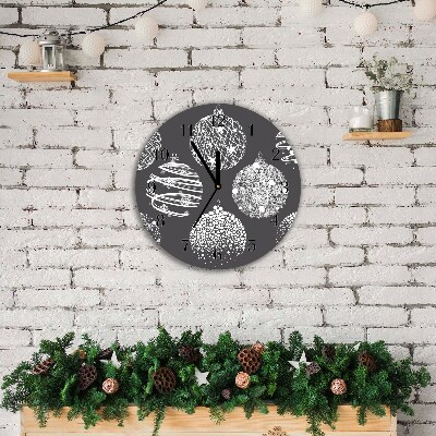 Relógio de parede Redondo-Bolas de Natal abstratas de inverno