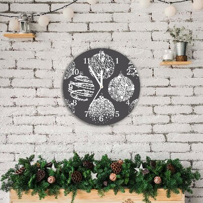 Relógio de parede Redondo-Bolas de Natal abstratas de inverno