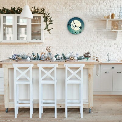 Relógio de parede Redondo-Trenó do Papai Noel de Natal