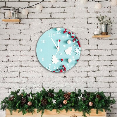 Relógio de parede Redondo-Decorações de floco de neve de Natal