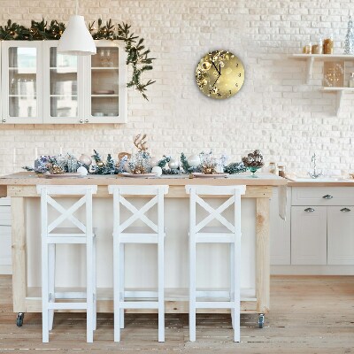 Relógio de parede Redondo-Enfeites de Natal Dourados