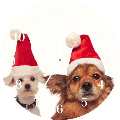 Relógio de parede Redondo-Cães Papai Noel Natal