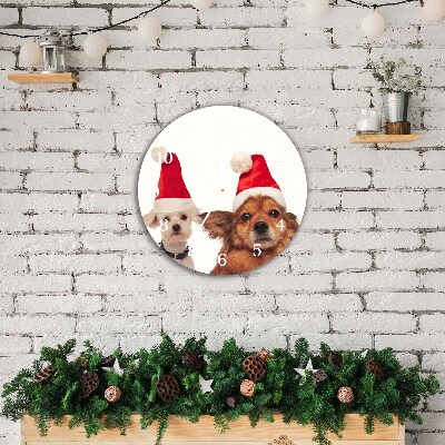 Relógio de parede Redondo-Cães Papai Noel Natal