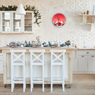 Relógio de parede Redondo-Presente de Natal com bolas de neve