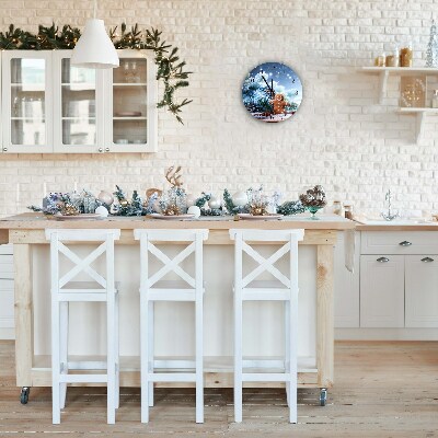 Relógio de parede Redondo-Árvore de Natal de neve de gengibre de Natal