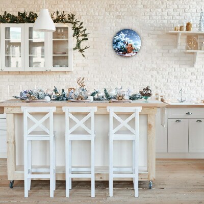 Relógio de parede Redondo-Árvore de Natal de neve de gengibre de Natal