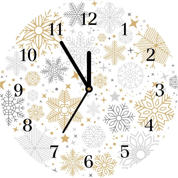 Relógio de parede Redondo-Flocos de neve Natal Inverno