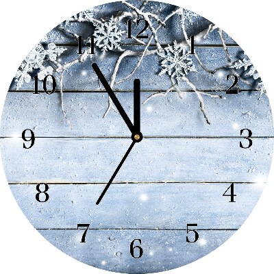 Relógio de parede Redondo-Feriados Flocos de neve Inverno Geada