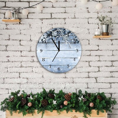 Relógio de parede Redondo-Feriados Flocos de neve Inverno Geada