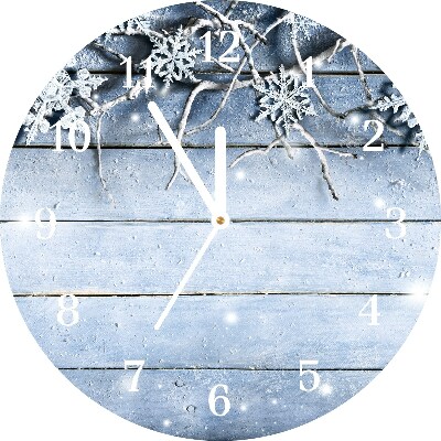 Relógio de parede Redondo-Feriados Flocos de neve Inverno Geada