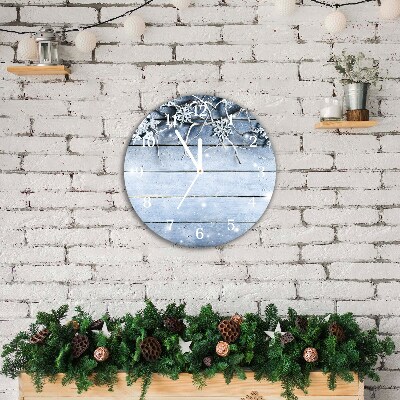 Relógio de parede Redondo-Feriados Flocos de neve Inverno Geada
