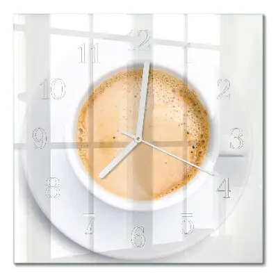 Relógio quadrado Uma xícara de café