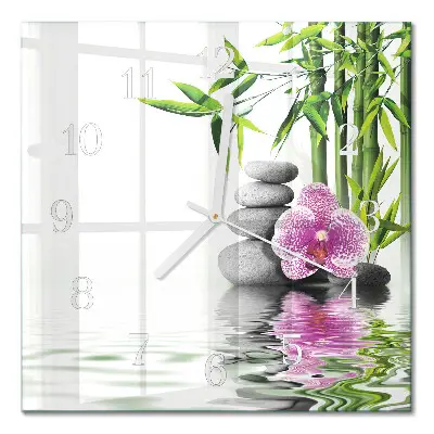 Relógio decoração Pedras e orquídeas