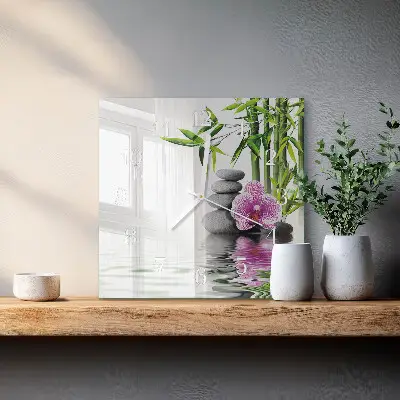 Relógio decoração Pedras e orquídeas