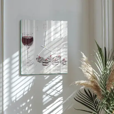 Relógio quadrado Um copo de vinho