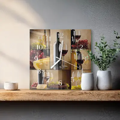 Relógio quadrado Uma garrafa de vinho