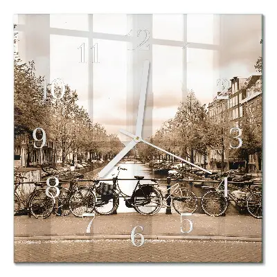 Relógio quadrado Amsterdã em tons sépia
