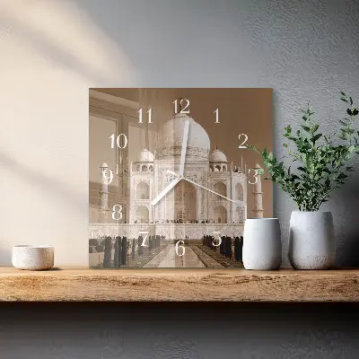 Relógio quadrado Taj Mahal em sépia