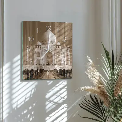 Relógio quadrado Taj Mahal em sépia