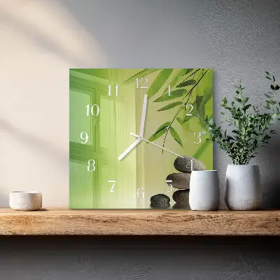 Relógio quadrado Pedras de bambu