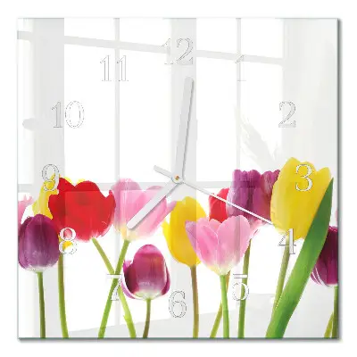 Relógio quadrado Tulipas coloridas