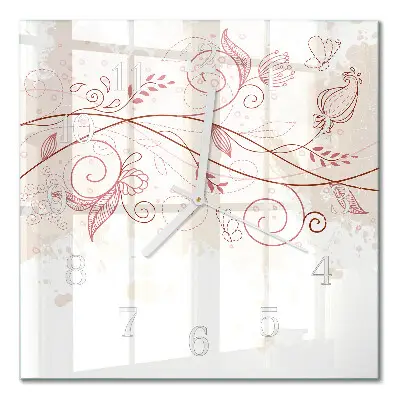 Relógio quadrado Arte floral
