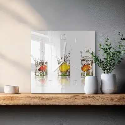 Relógio quadrado Taças de frutas