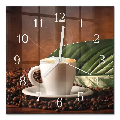 Relógio quadrado Uma xícara de café