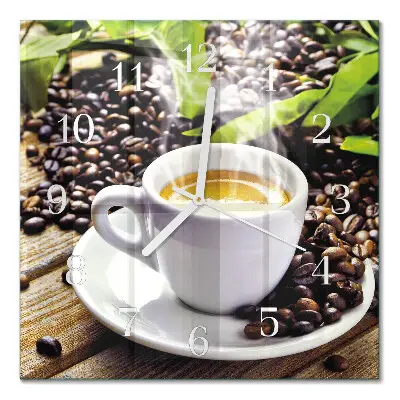 Relógio quadrado Uma xícara de café