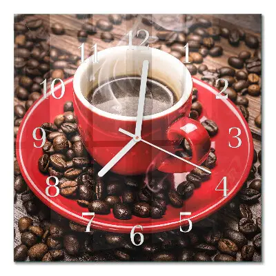 Relógio quadrado Uma xícara de café