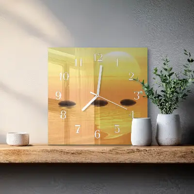 Relógio quadrado Sol na água