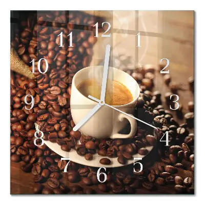 Relógio quadrado Uma xícara de café